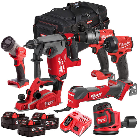 Milwaukee 18V 7 Piece Combo Kit with 3 x 5.0Ah Batteries & Charger M18T4TKIT-4827