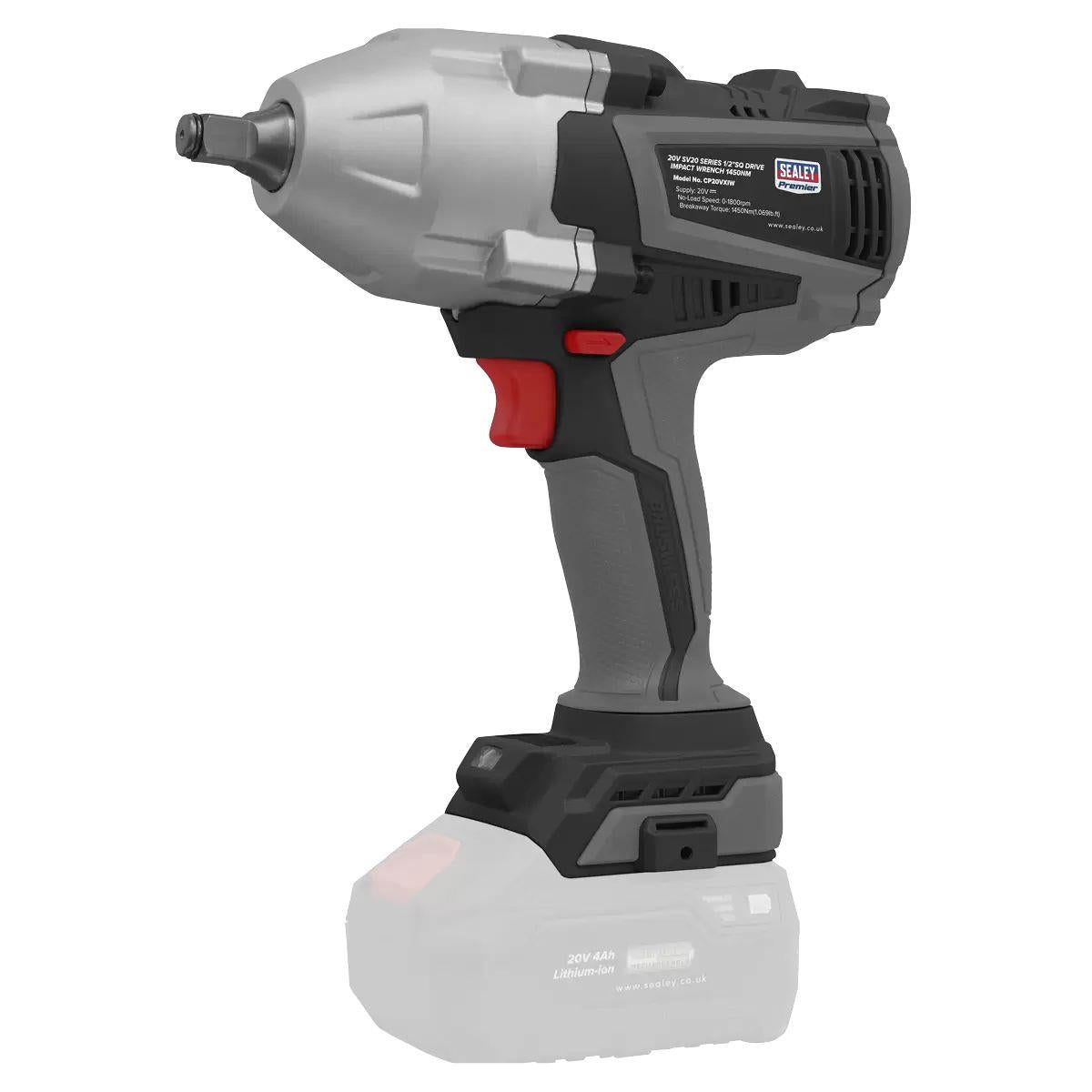 Sealey CP20VXIWKIT1 Premier 20V Brushless Cordless Impact Wrench Kit With 2 x 4Ah Batteries, Charger & Bag