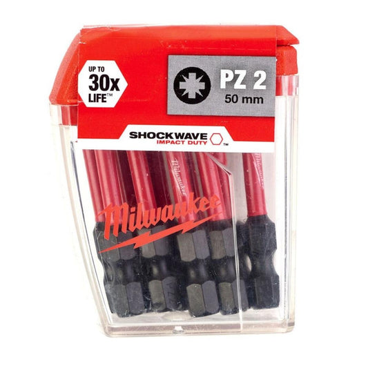Milwaukee Shockwave PZ2 50mm Screwdriver Bits 10 Piece Set 4932430866