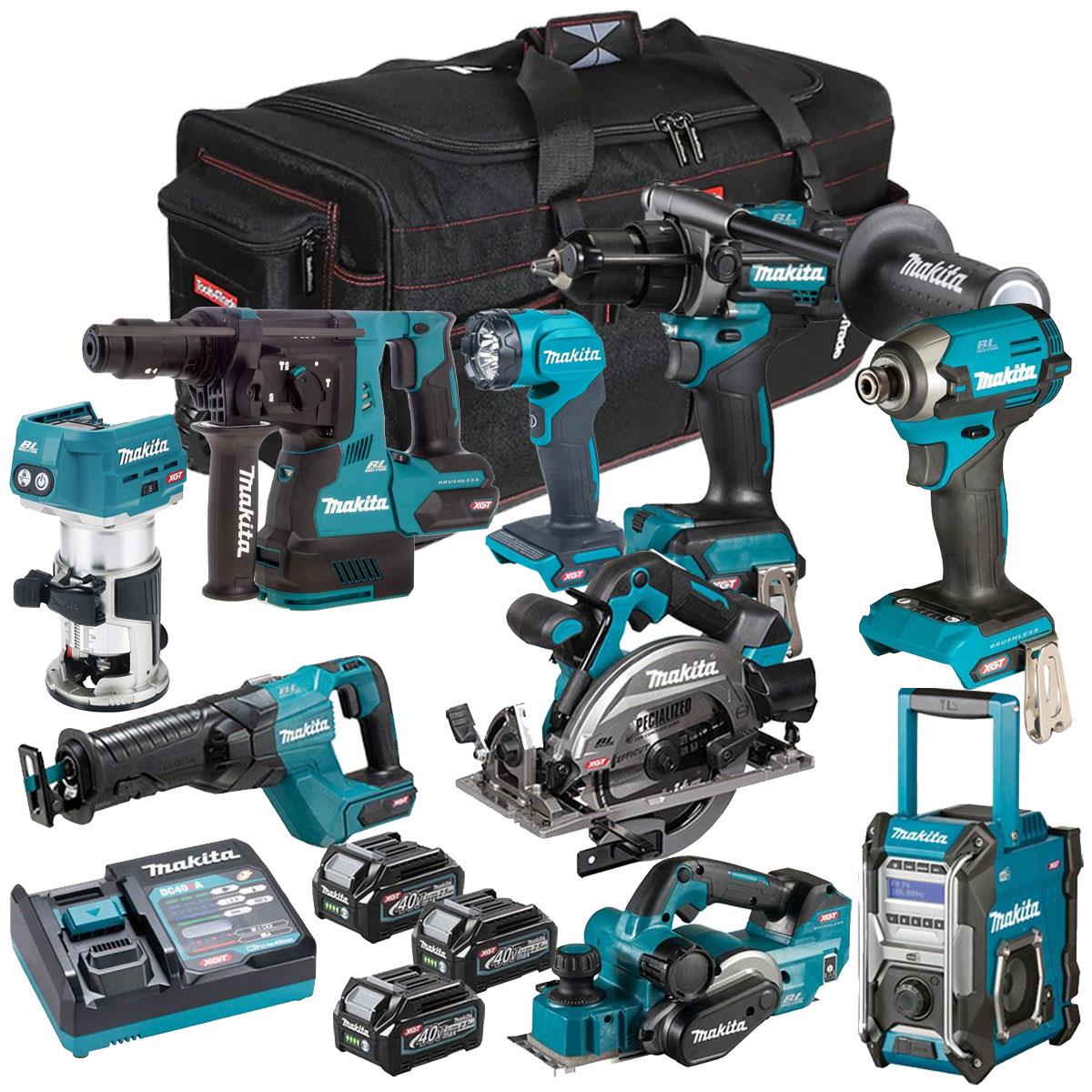 Makita 40V XGT 9 Piece Brushless Power Tool Kit with 3 x 2.5Ah Battery T4TKIT-16057