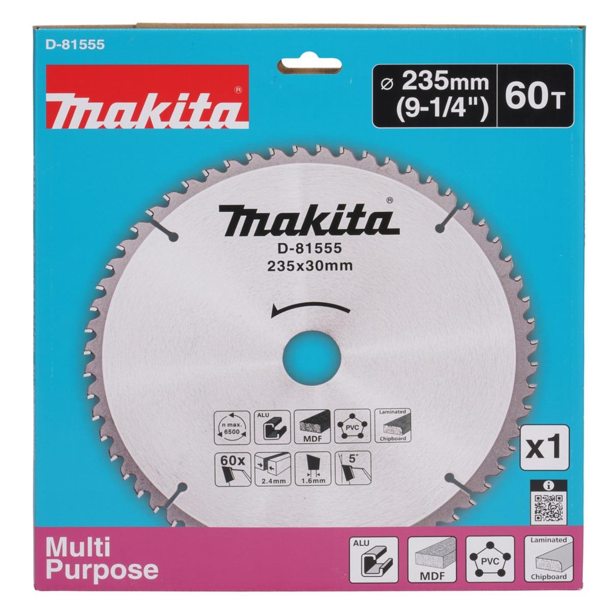 Makita D-81555 TCT Multi-Purpose Circular Saw Blade 235mm x 30mm x 60T