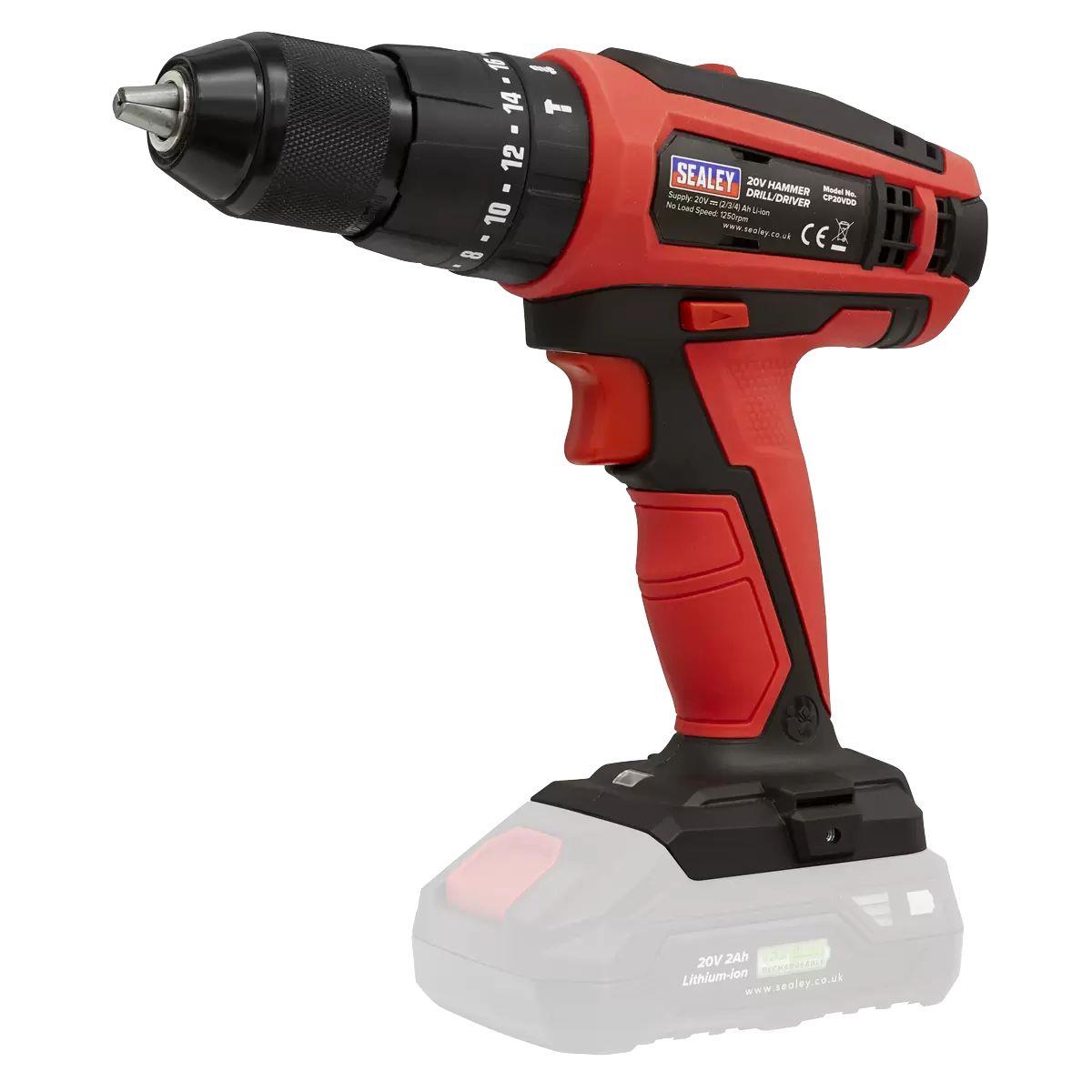 Sealey CP20VDDCOMBOEU 20V Cordless 2 x Power EU Tool Kit Euro Plug With 2 Batteries & Charges