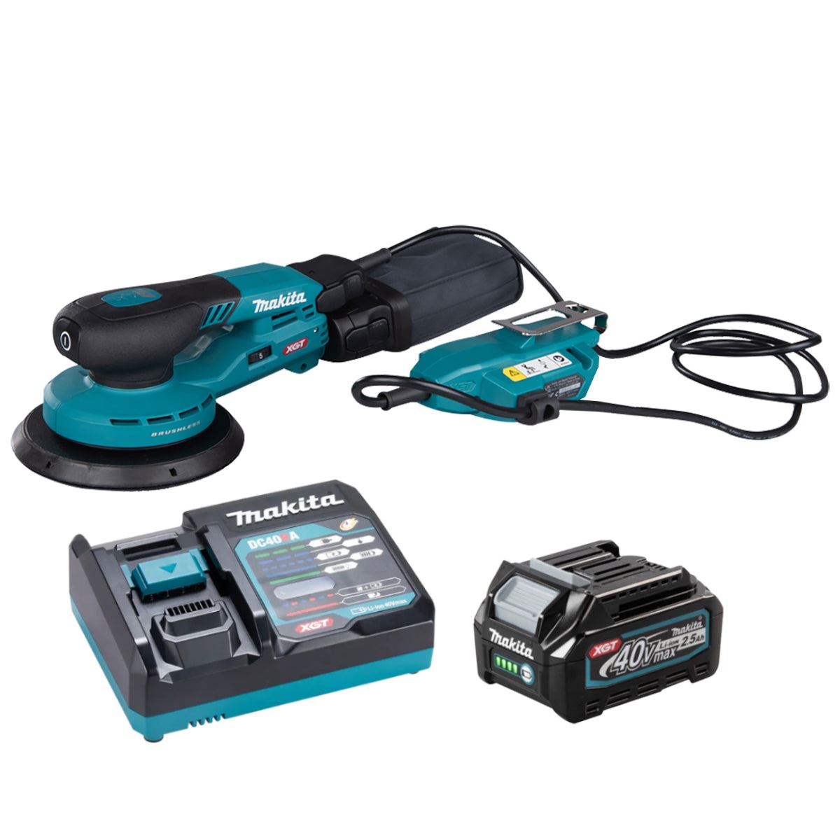 Makita BO002CGZ 40V XGT 150mm Brushless Random Orbit Sander with 1 x 2.5Ah Battery & Charger