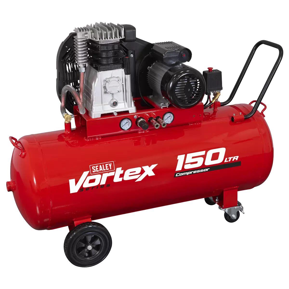 Sealey SAC1153B 150L Belt Drive Compressor with Motor & Cast Cylinders 230V