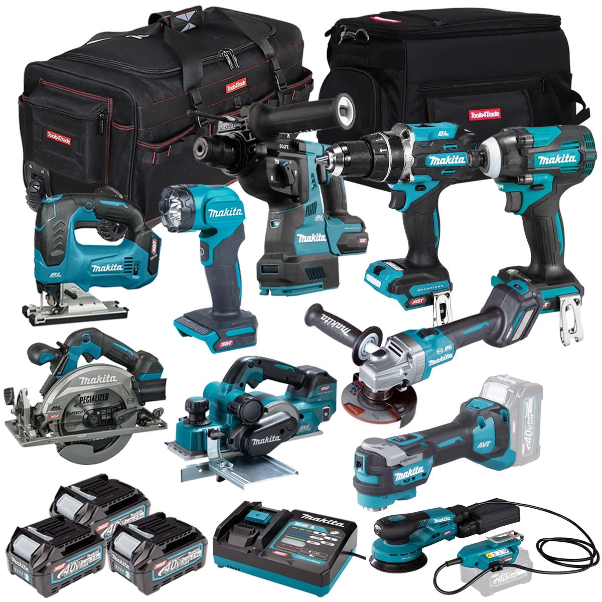 Makita 40V 10 Piece Combo Kit with 3 x 2.5Ah Batteries & Charger T4TKIT-7712