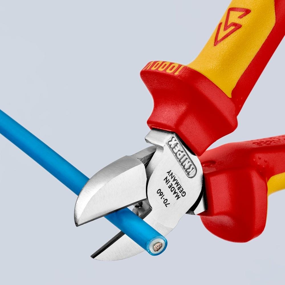 Knipex 160mm VDE Insulated Diagonal Cutter with Multi-Component Grip 70 06 160 SB