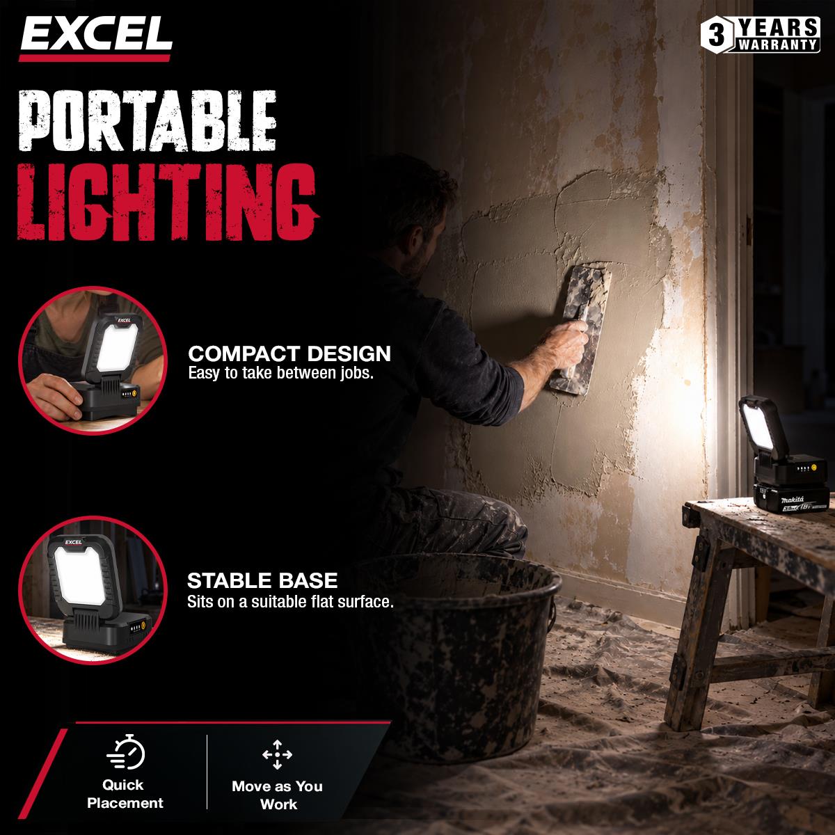 Excel 18V 1600 Lumens Portable Site Light Body Only