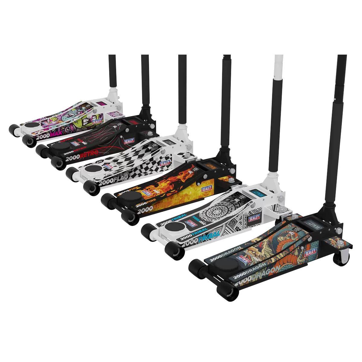 Sealey 2000CW Low Profile Custom Design Trolley Jack with Rocket Lift 2 Tonne White