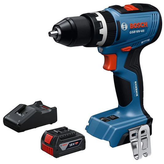 Bosch GSB 18V-65 18V Brushless Combi Drill with 1 x 4.0Ah Battery & Charger
