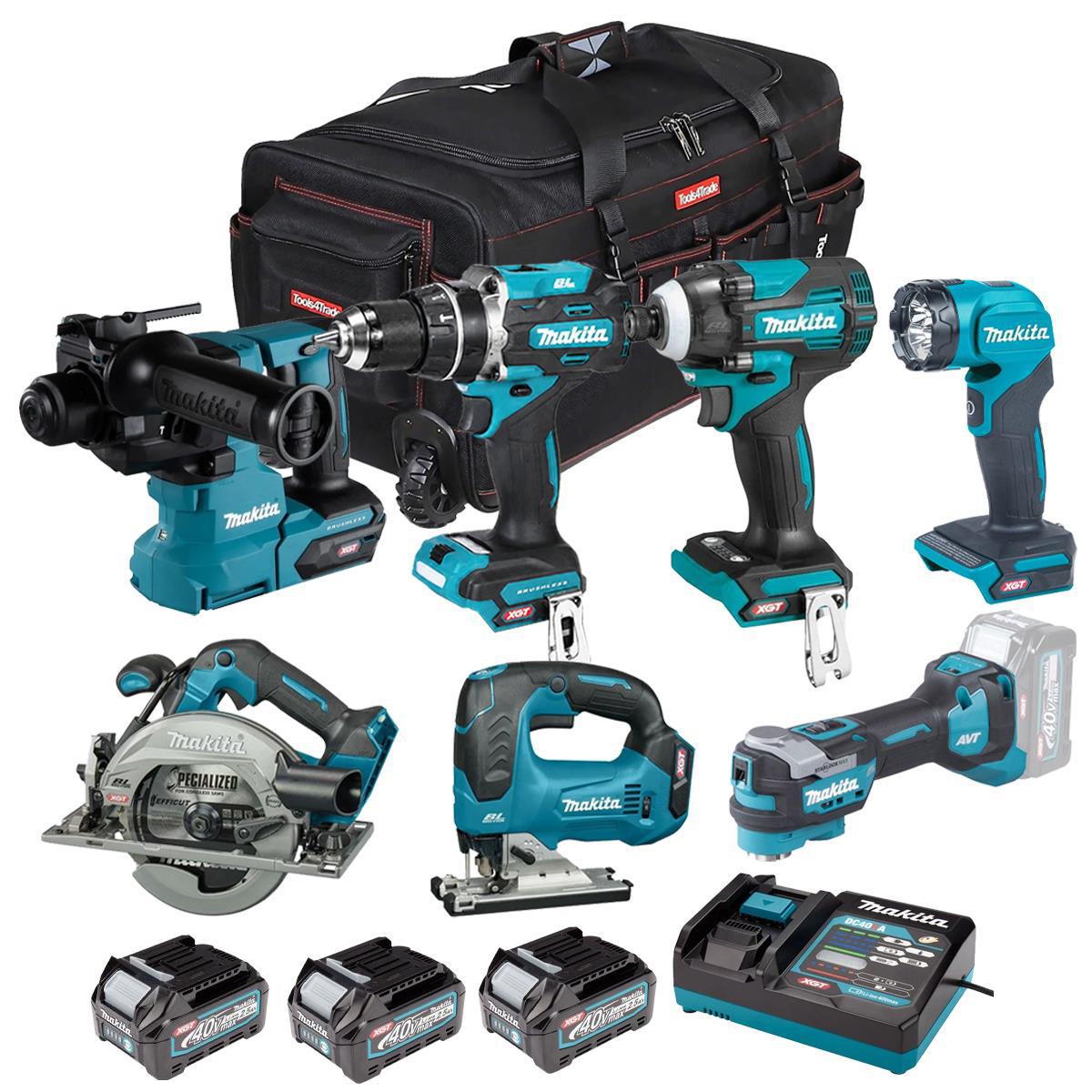 Makita 40V 7 Piece Combo Kit with 3 x 2.5Ah Batteries & Charger T4TKIT-7727
