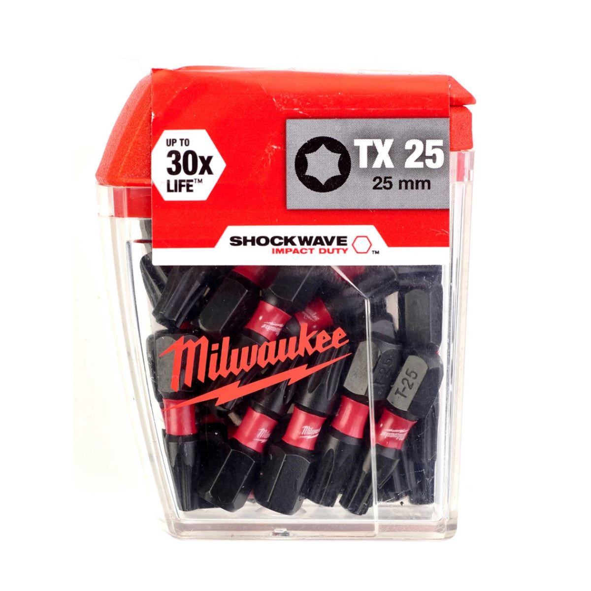 Milwaukee TX25 25mm Shockwave Impact Screwdriver Bit Box 25 Piece 4932430880