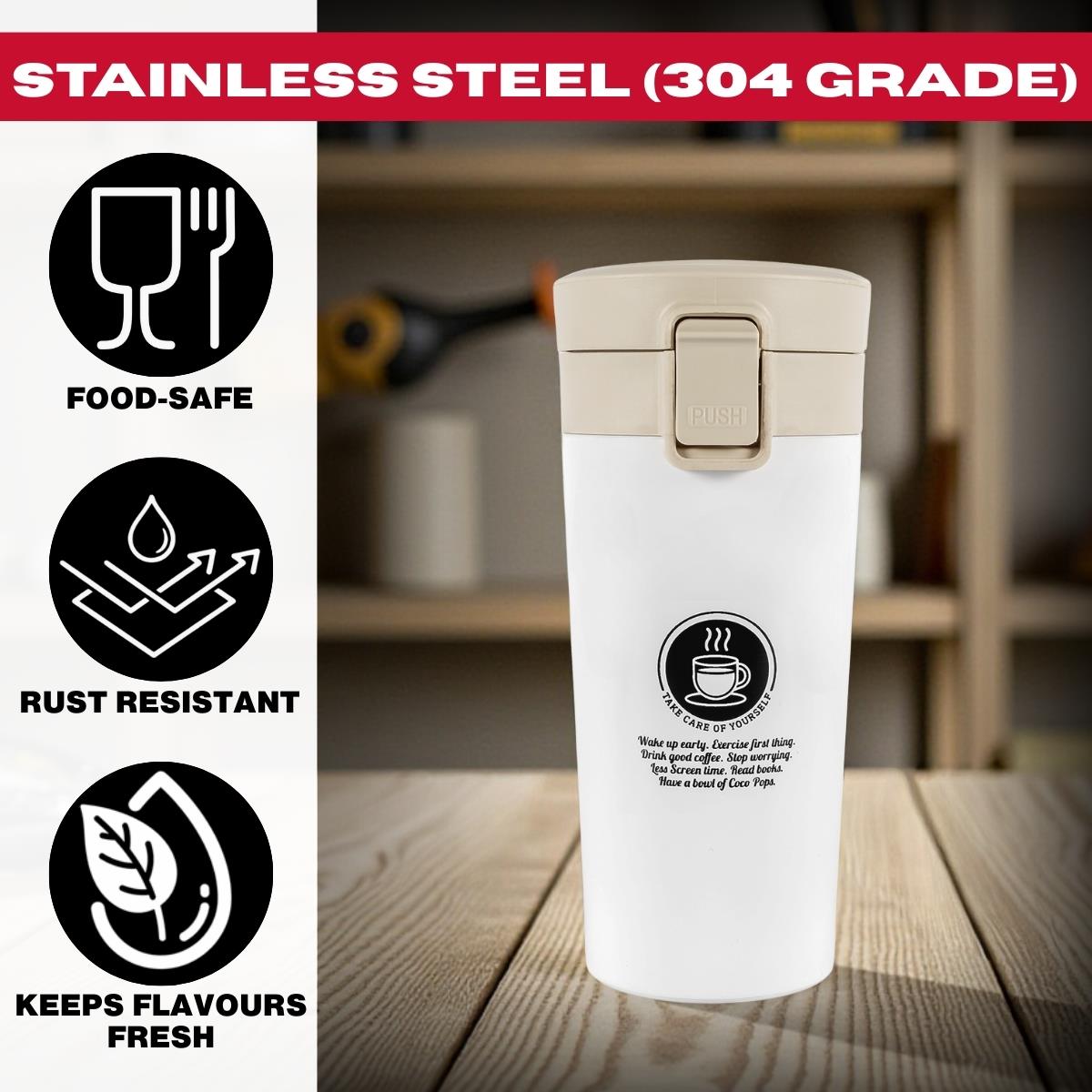 Tools4Trade Stainless Steel Thermal Coffee Mug - White (360ml)