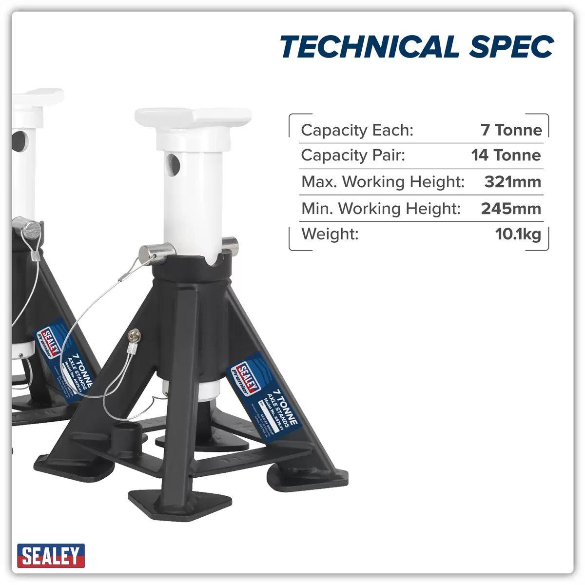 Sealey AS7S Short Axle Stands (Pair) 7 Tonne Capacity per Stand