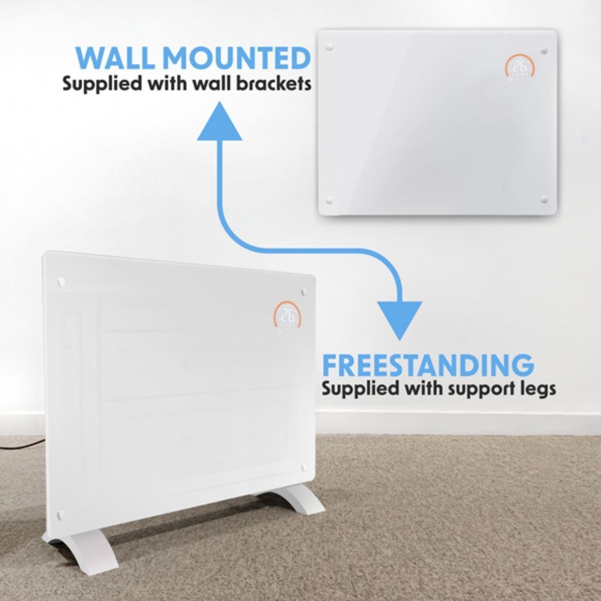Sealey DH138 Baridi Electric Glass Panel Heater White 1500W
