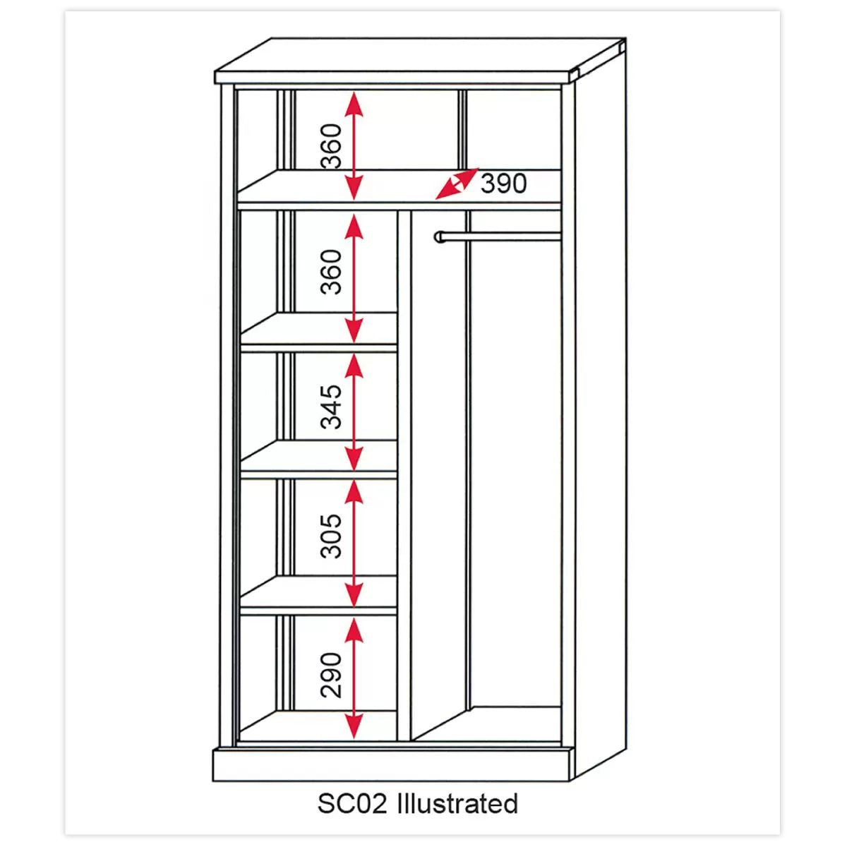 Sealey SC02 Floor Cabinet 4 Shelf plus Hanging Rail 2 Door