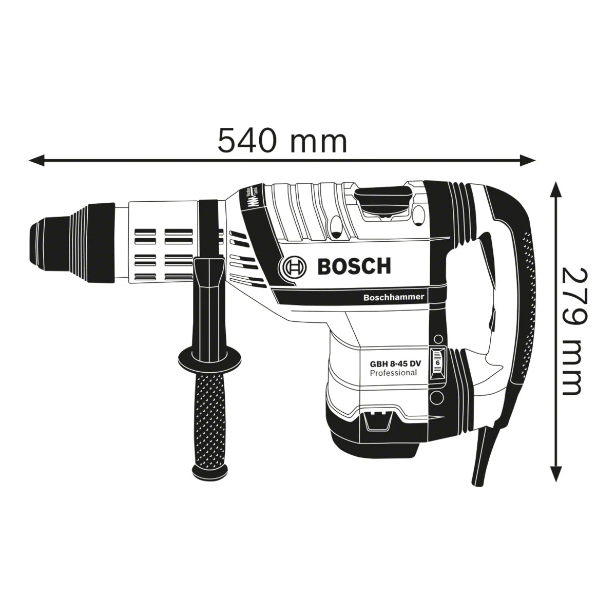 Bosch GBH 8-45 DV SDS-Max Professional Rotary Hammer 110V/1500W for Heavy Duty Drilling & Chiseling 0611265060