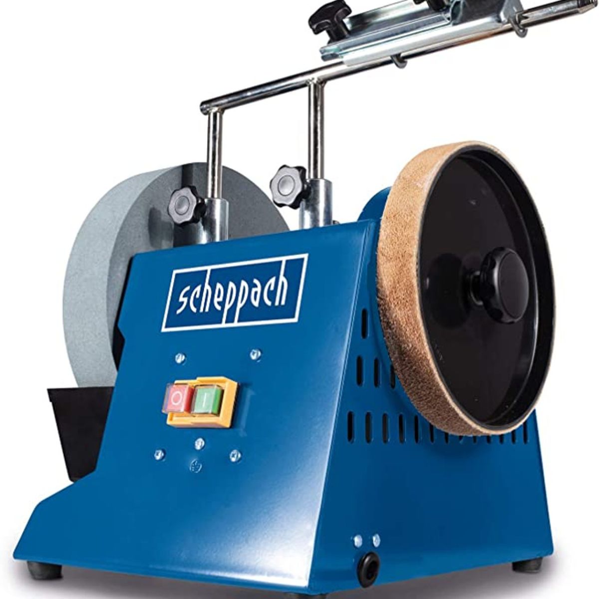 Scheppach TIGER2500 Electric Bench Whetstone Sharpener & Leather Honing Wheel 250mm 230V/200W