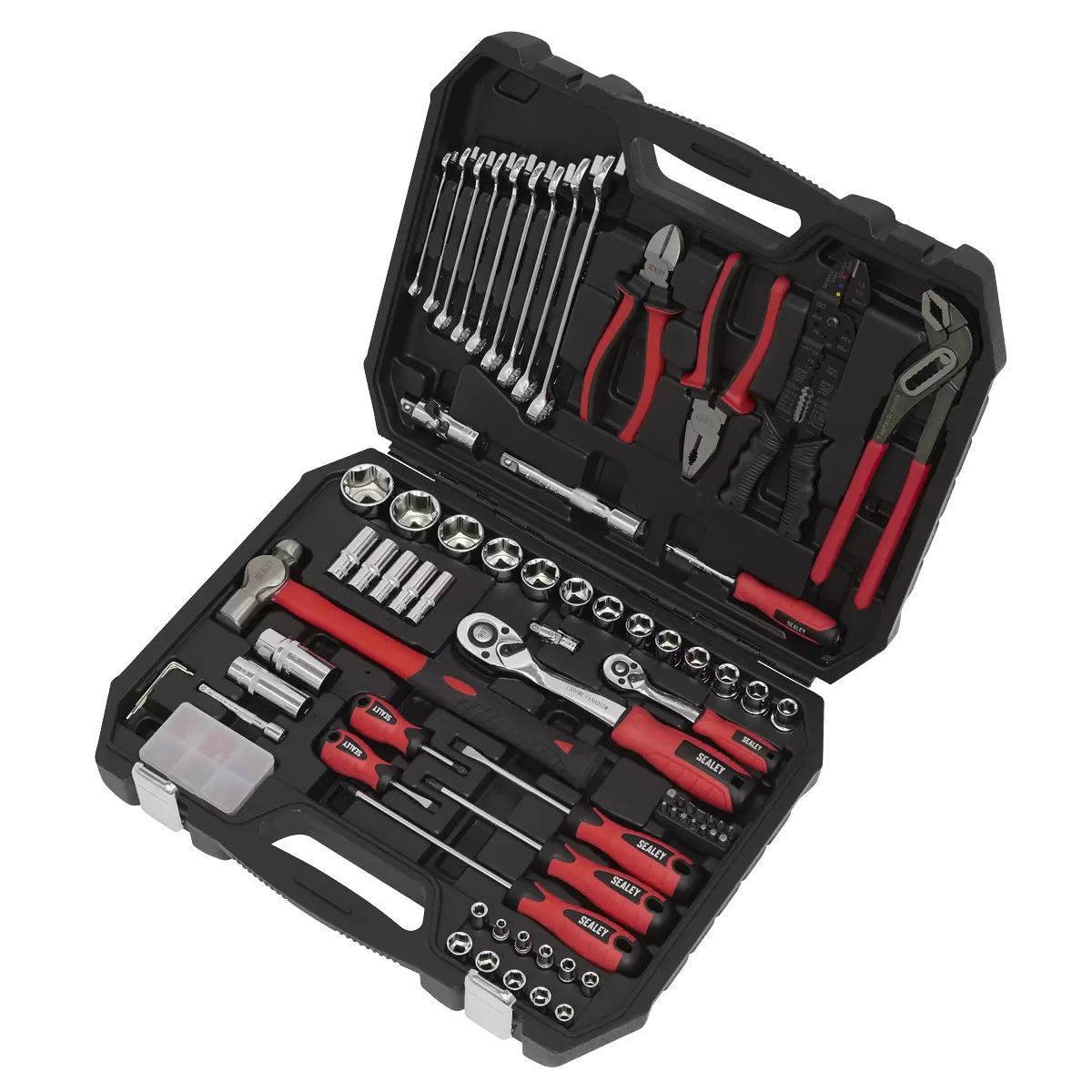 Sealey AK7400 Mechanic's Tool Kit 100 Piece Sockets Screwdriver Hammer Spanner Spark