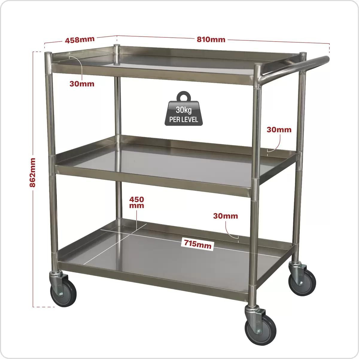 Sealey CX410SS 3-Level Stainless Steel Workshop Trolley