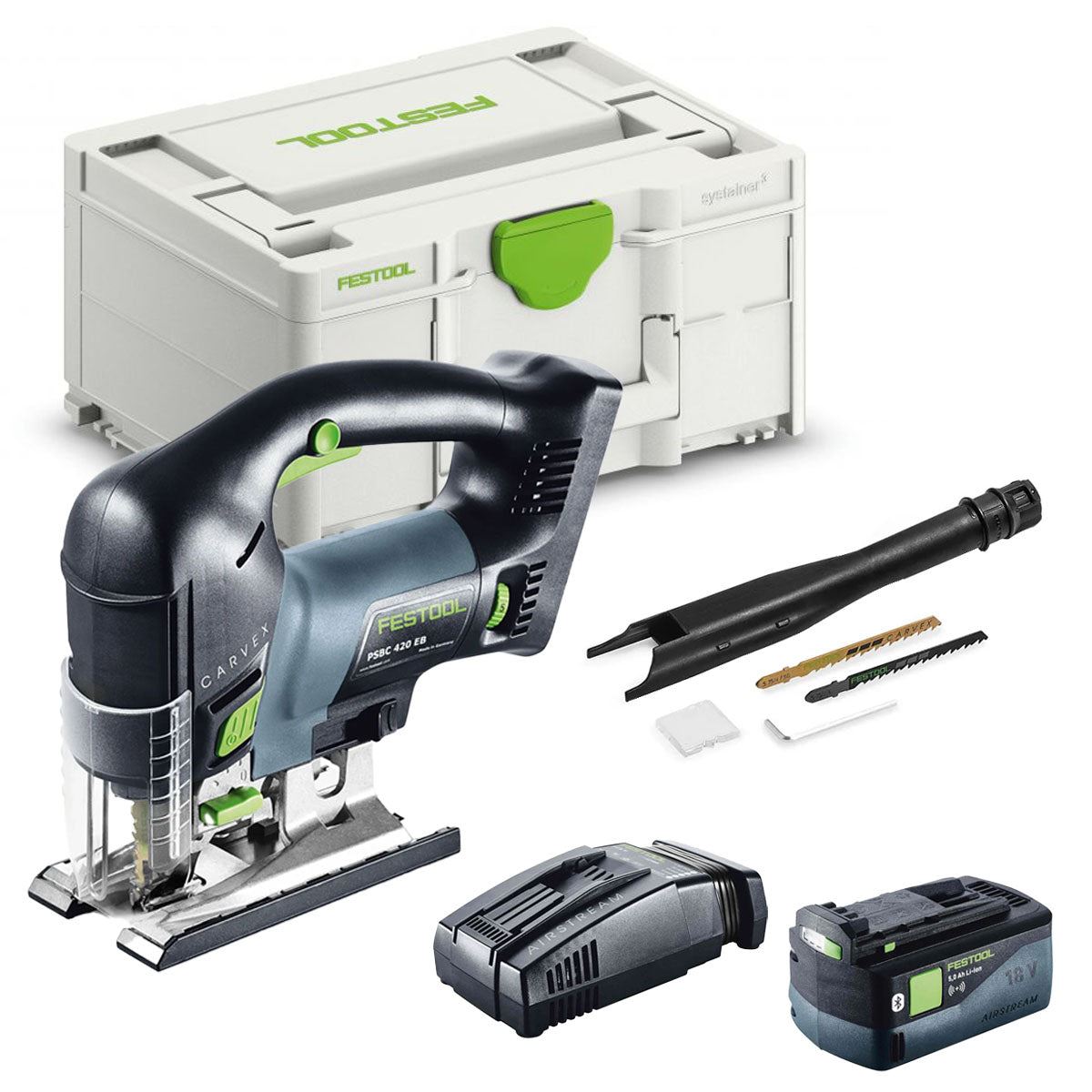 Festool PSBC 420 EB-Basic GB 18V Brushless Pendulum Jigsaw with 1 x 5.0Ah Battery Charger & Case