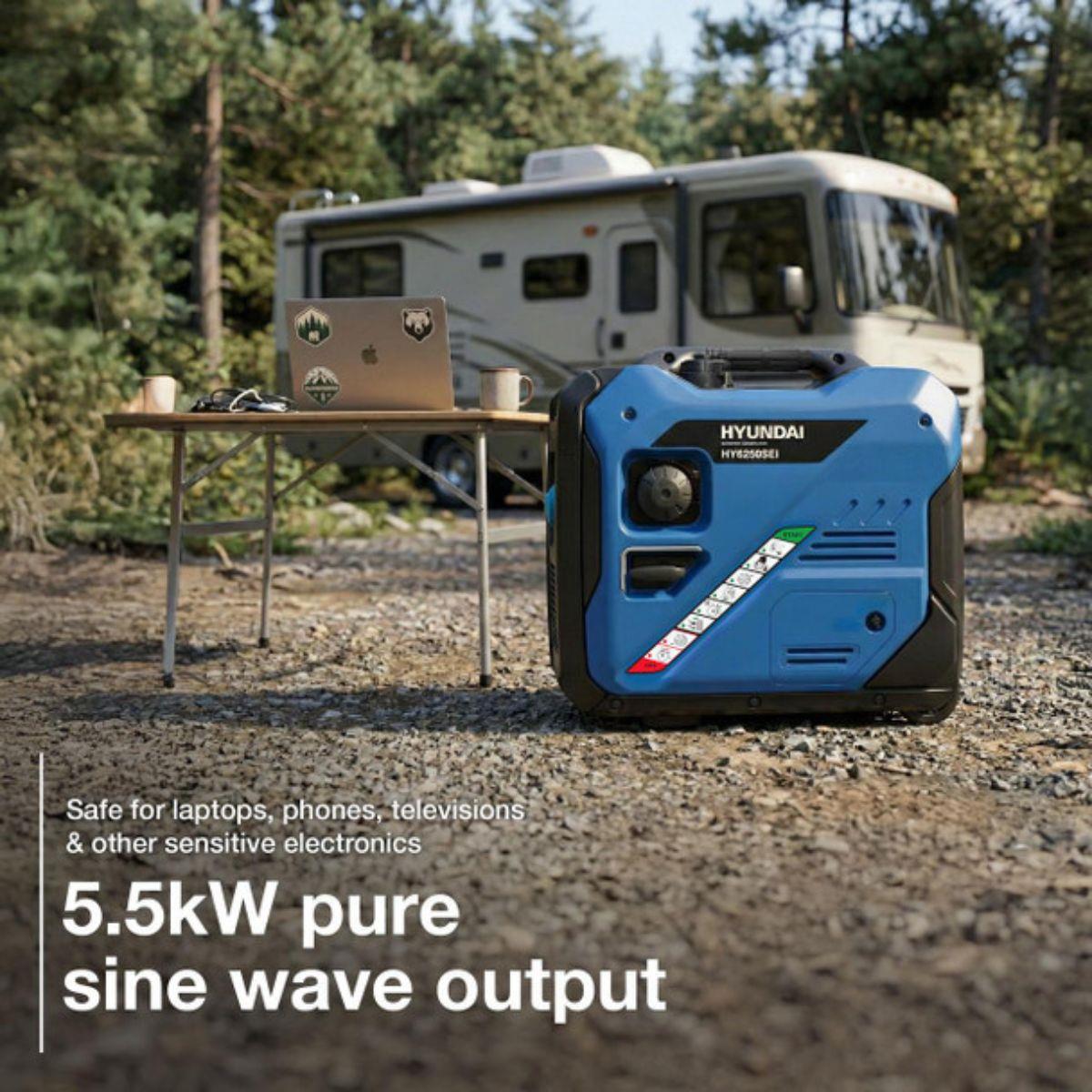 Hyundai HY6250SEi Inverter Generator Electric Start Pure Sine Wave 230V/5500W