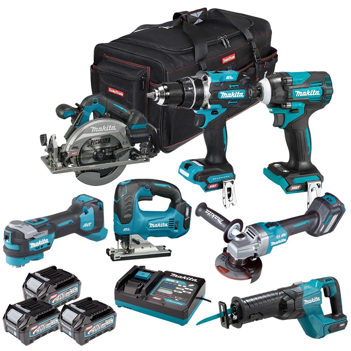 Makita 40V 7 Piece Combo Kit with 3 x 2.5Ah Batteries & Charger T4TKIT-7616