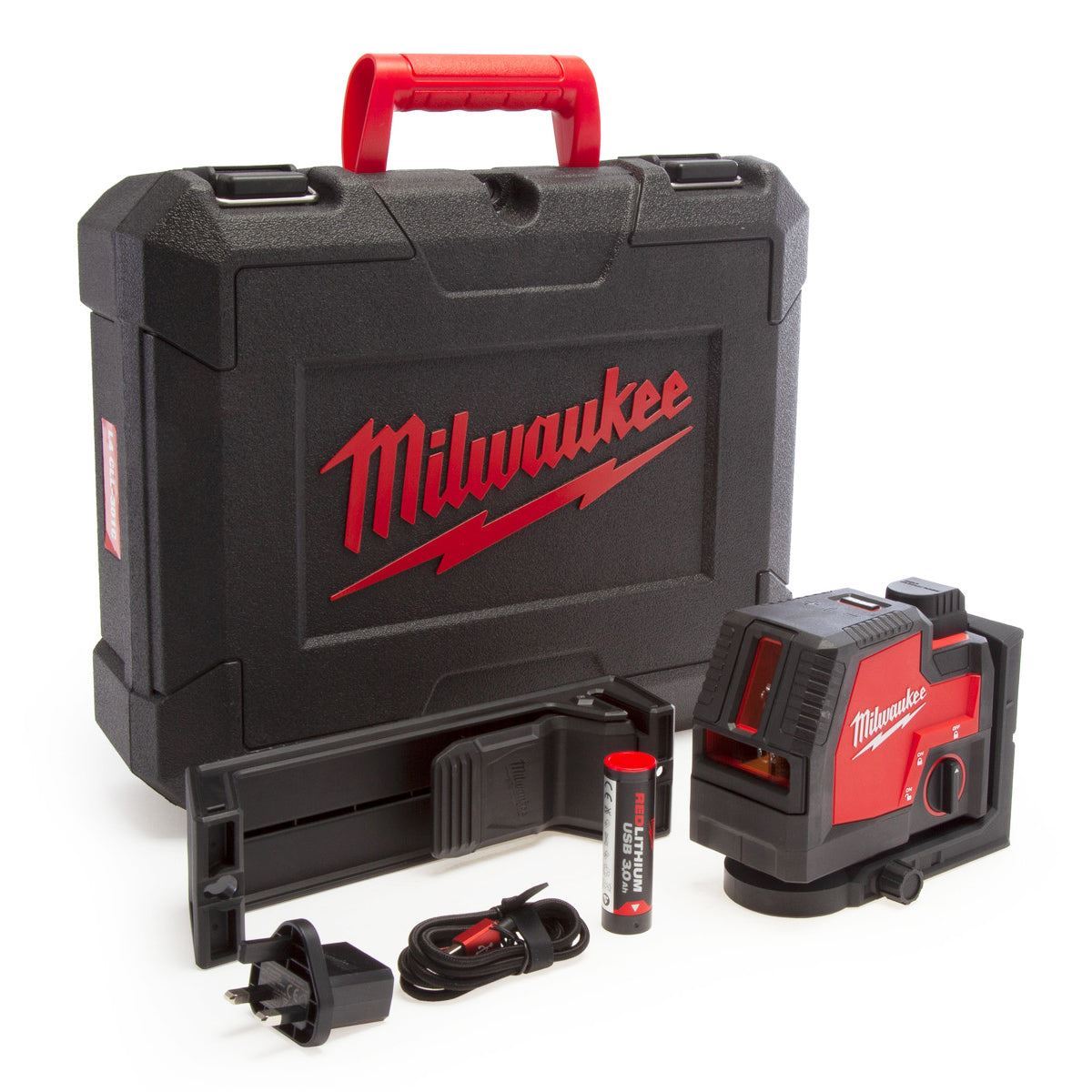 Milwaukee L4CLLP-301C Green Cross Line Laser with 1.2m Compact Laser Tripod & Plumb Points