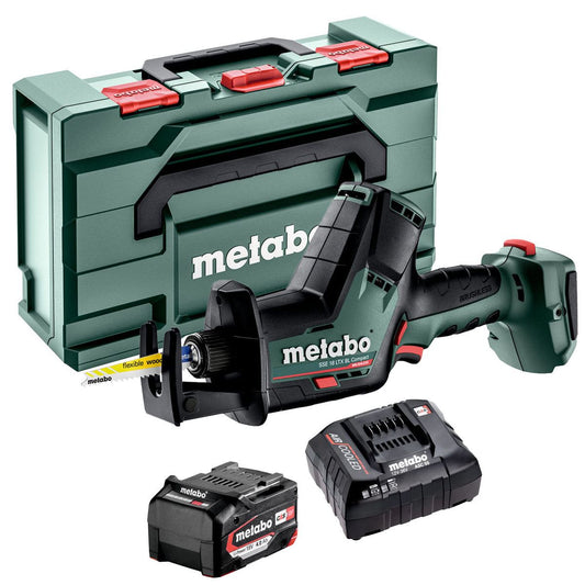 Metabo SSE 18 LTX BL Compact 18V Brushless Sabre Saw with 1 x 4.0Ah Battery Charger & Metabox