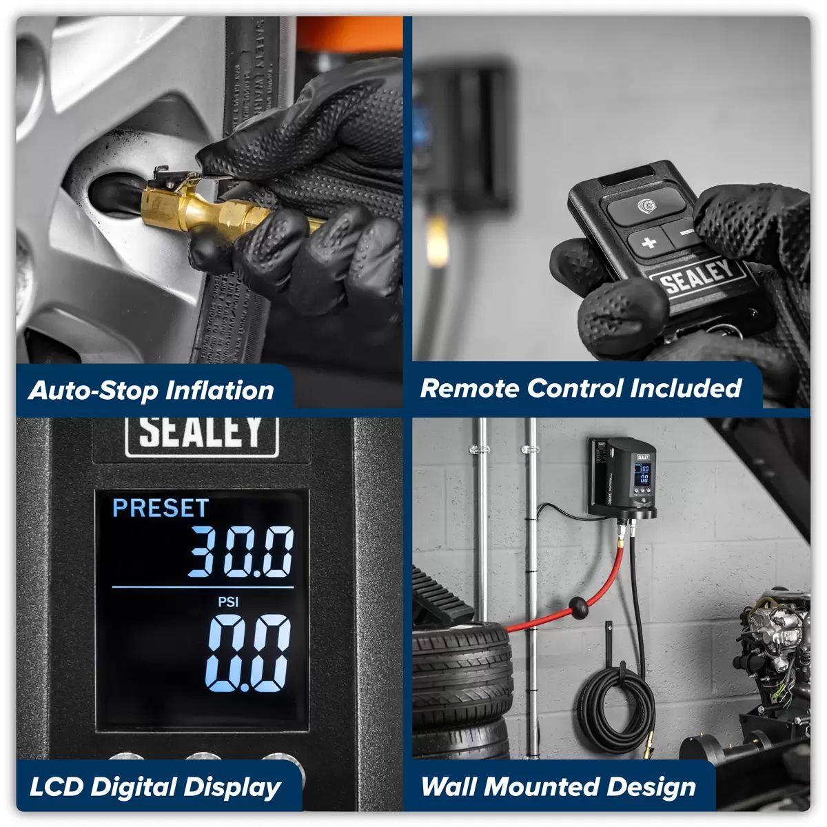 Sealey SA450 Wall Mounting Tyre Inflator Digital 230V/10W