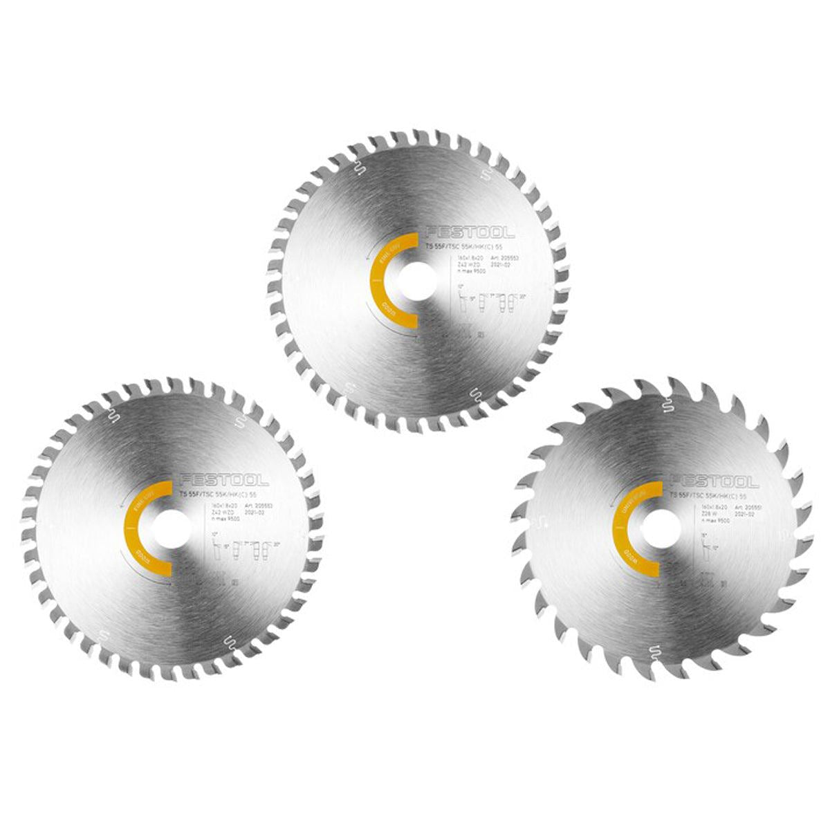 Festool KSB-SORT/3 W 160x1,8 Circular Saw Blade Set Of 3 - 578547