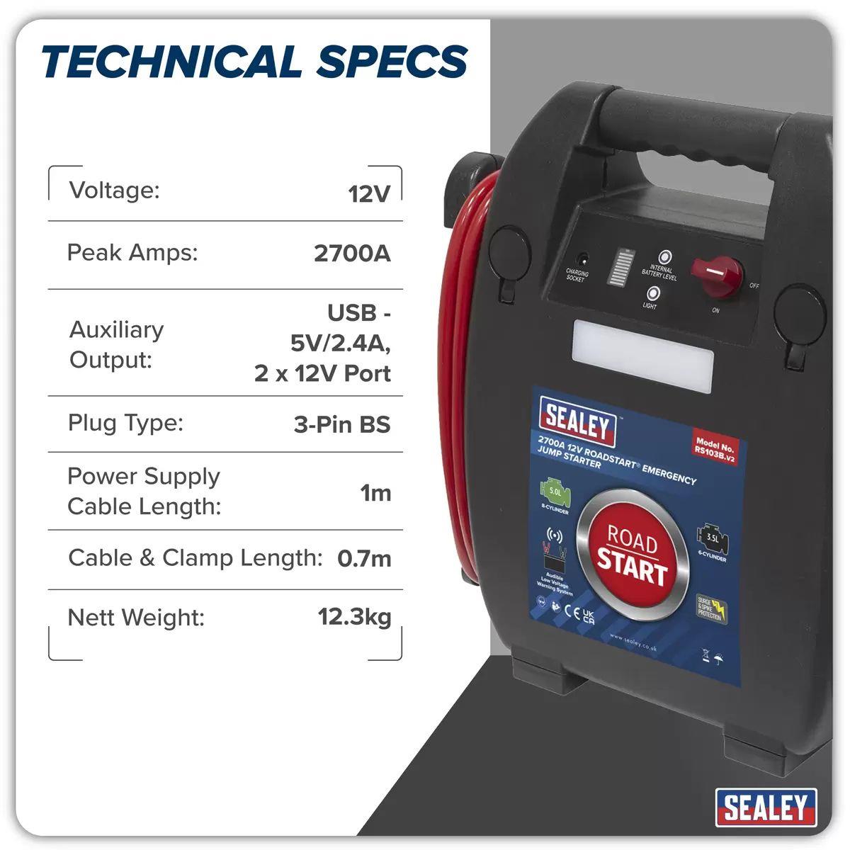 Sealey RS103B 12V Roadstart Emergency Jump Starter