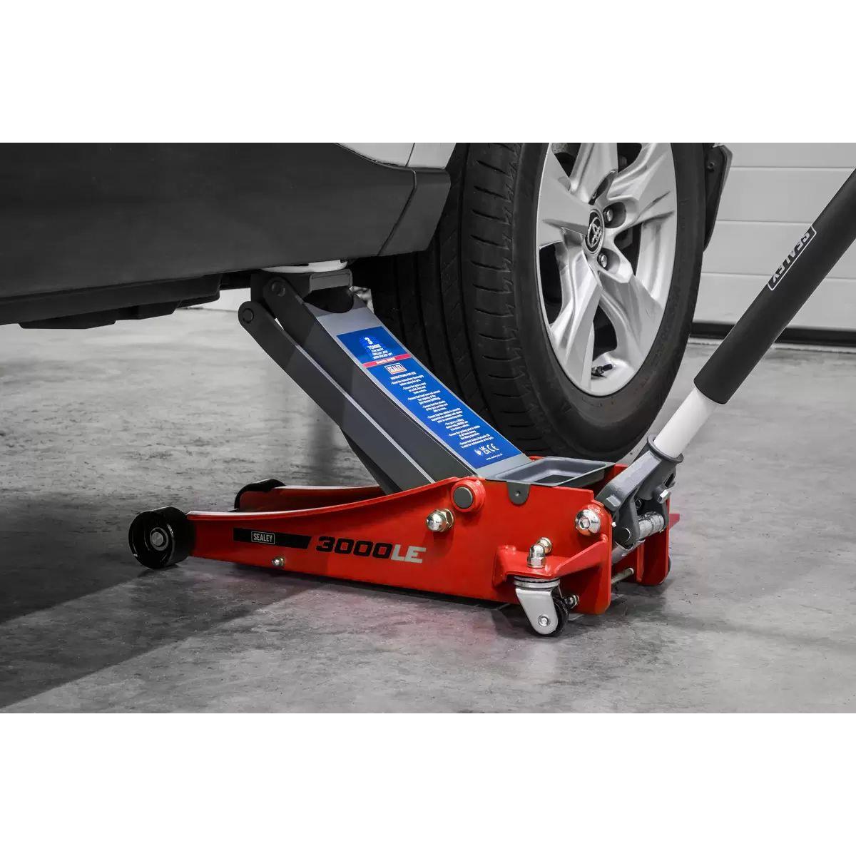 Sealey 3000LE Trolley Jack 3 tonne Low Entry Rocket Lift Red Mechanics