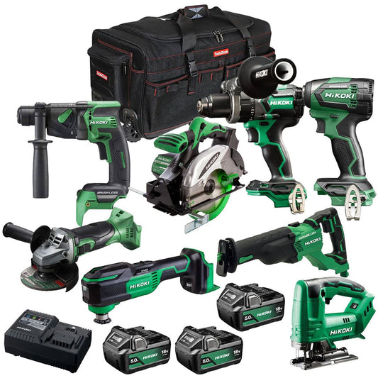 Hikoki 18V 8 Piece Power Tool Combo Kit with 3 x 5.0Ah Battery & Charger T4TKIT-27298