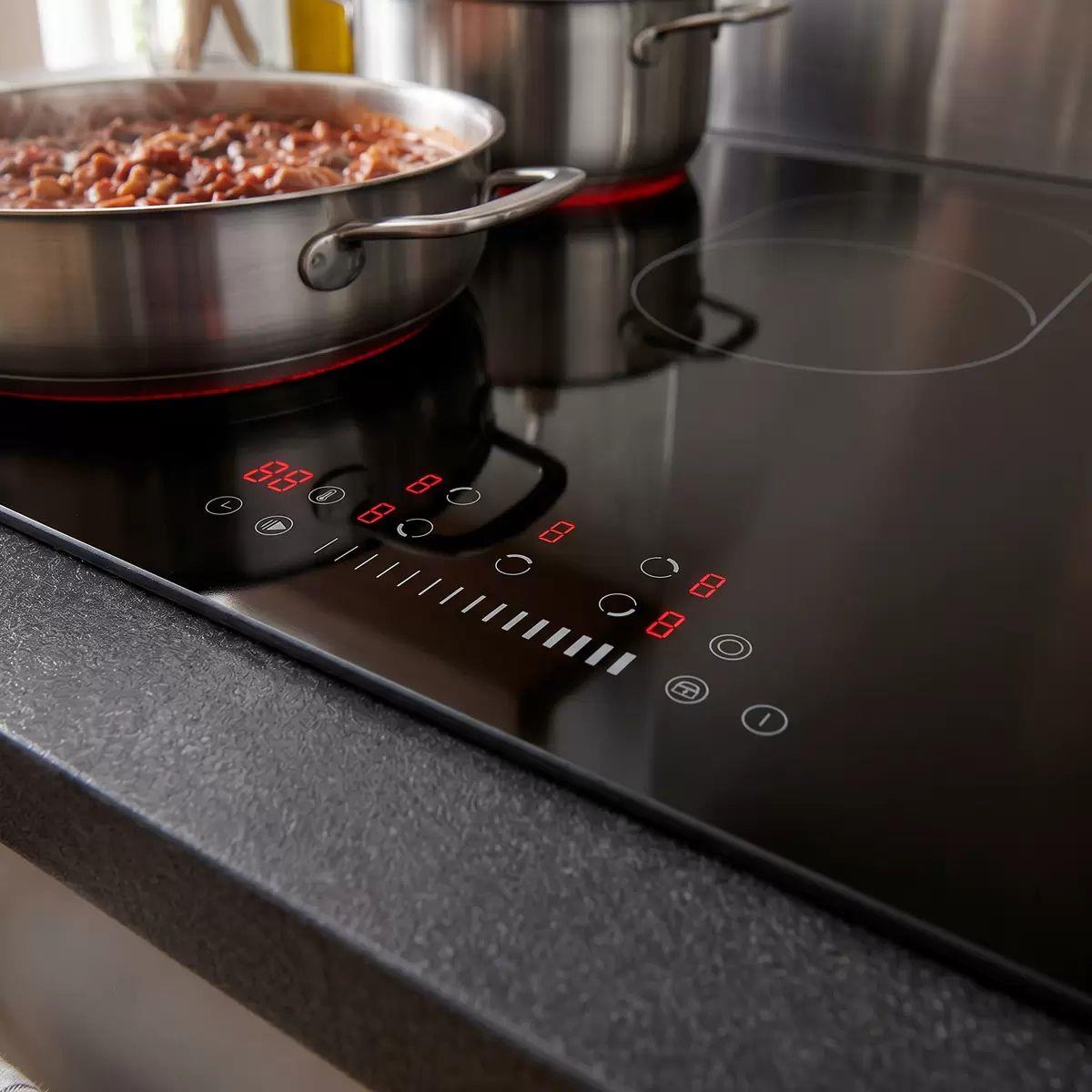 Sealey DH389 Baridi Integrated Ceramic Hob with 5 Cooking Zones 90cm Black Glass
