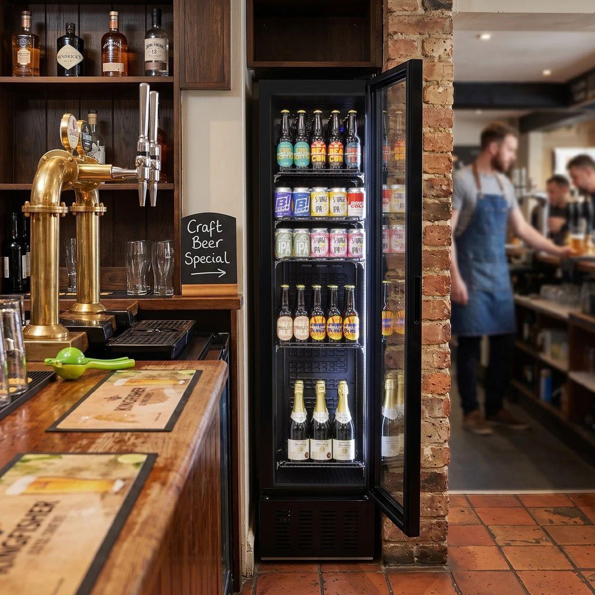 Sealey DH440 Baridi Tall Drinks/Bar Fridge with Digital Controls & Auto Defrost 160L Black