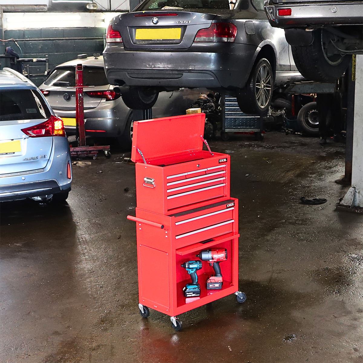 Excel Roller Tool Chest Cabinet 8 Drawers Storage Toolbox Red