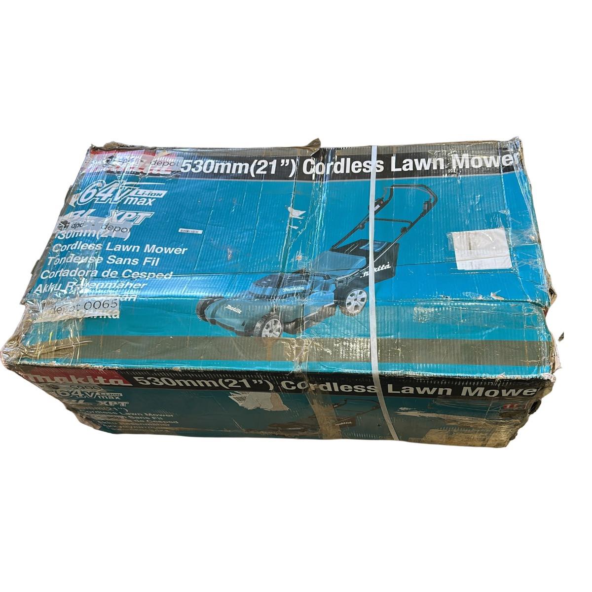 Makita LM002JM101 64V max 53cm Brushless Lawn Mower With 1 x 4.0Ah Battery & Charger Item Condition Damaged Box