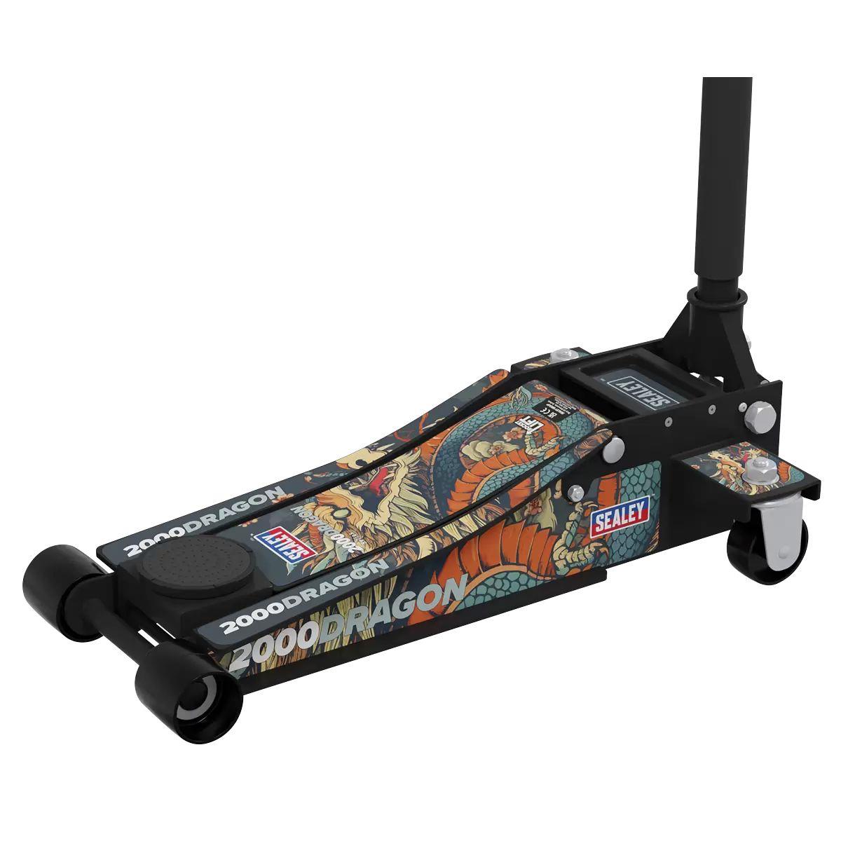 Sealey 2000CW Low Profile Custom Design Trolley Jack with Rocket Lift 2 Tonne White