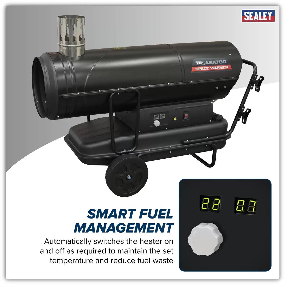 Sealey ABI1700 Space Warmer Indirect Kerosene/Diesel Heater with Wheels 230V/900W