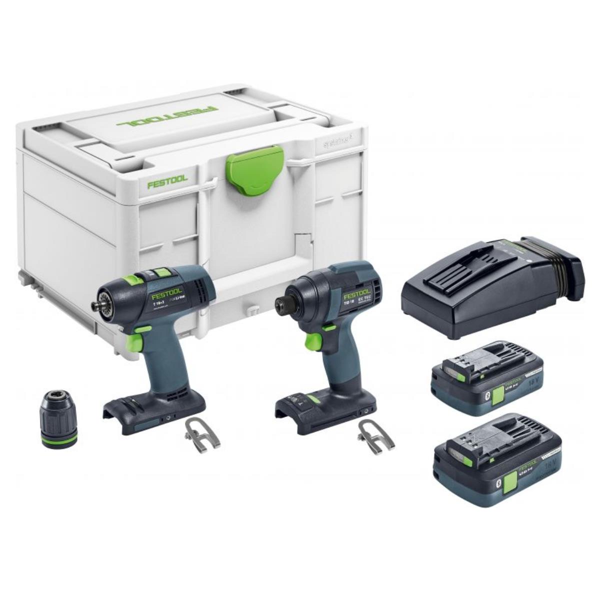 Festool TID 18 HPC4,0I-Set T18GB 18V Brushless Impact Driver & Screwdriver Twin Set with 2 x 4.0Ah Battery, Charger & Case 577245
