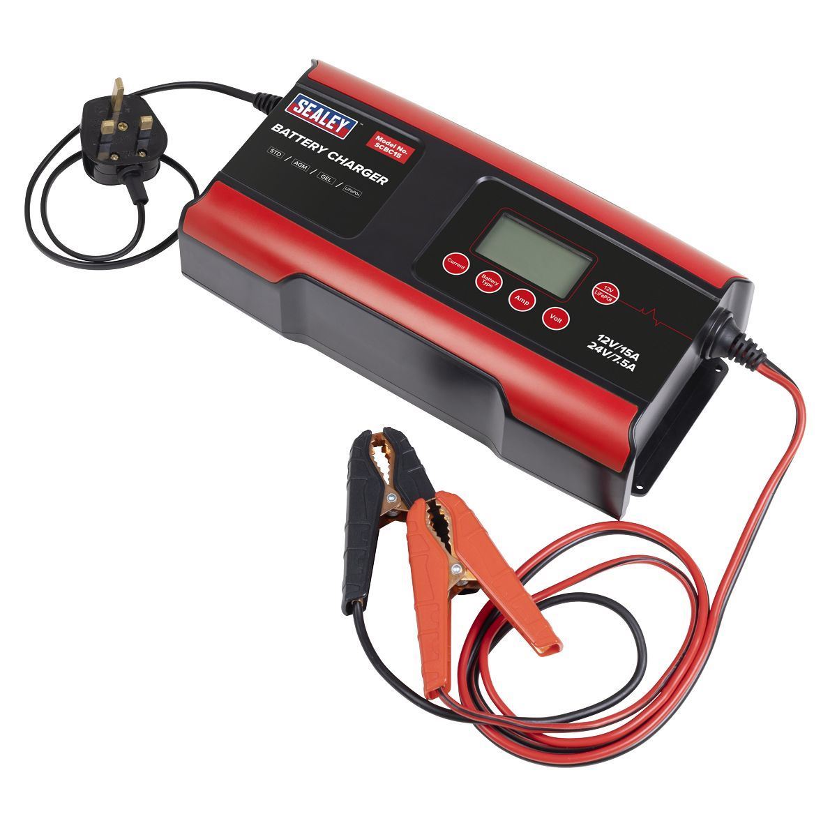 Sealey SCBC15 12/24V Compact Smart Battery Charger & Maintainer 15A