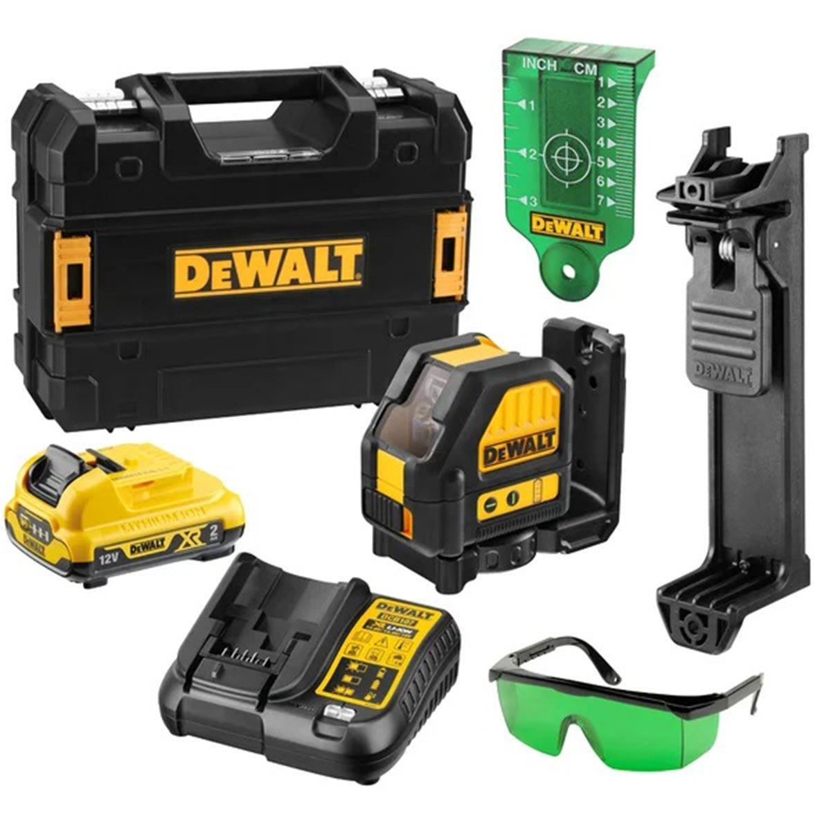 Dewalt DCE088D1G 12V Self-Levelling Green Cross Line Laser With 2.0Ah Battery Charger & TSTAK Case - SPL