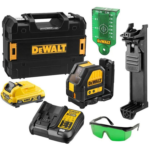 Dewalt DCE088D1G 12V Self-Levelling Green Cross Line Laser With 2.0Ah Battery Charger & TSTAK Case - SPL