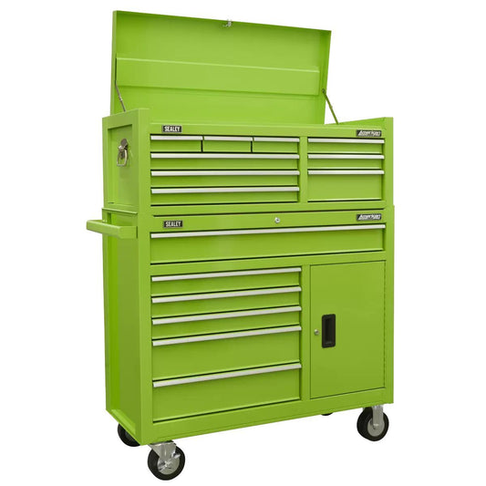 Sealey AP41STACKHV Top chest & Roll cab Combination 15 Drawer -Green