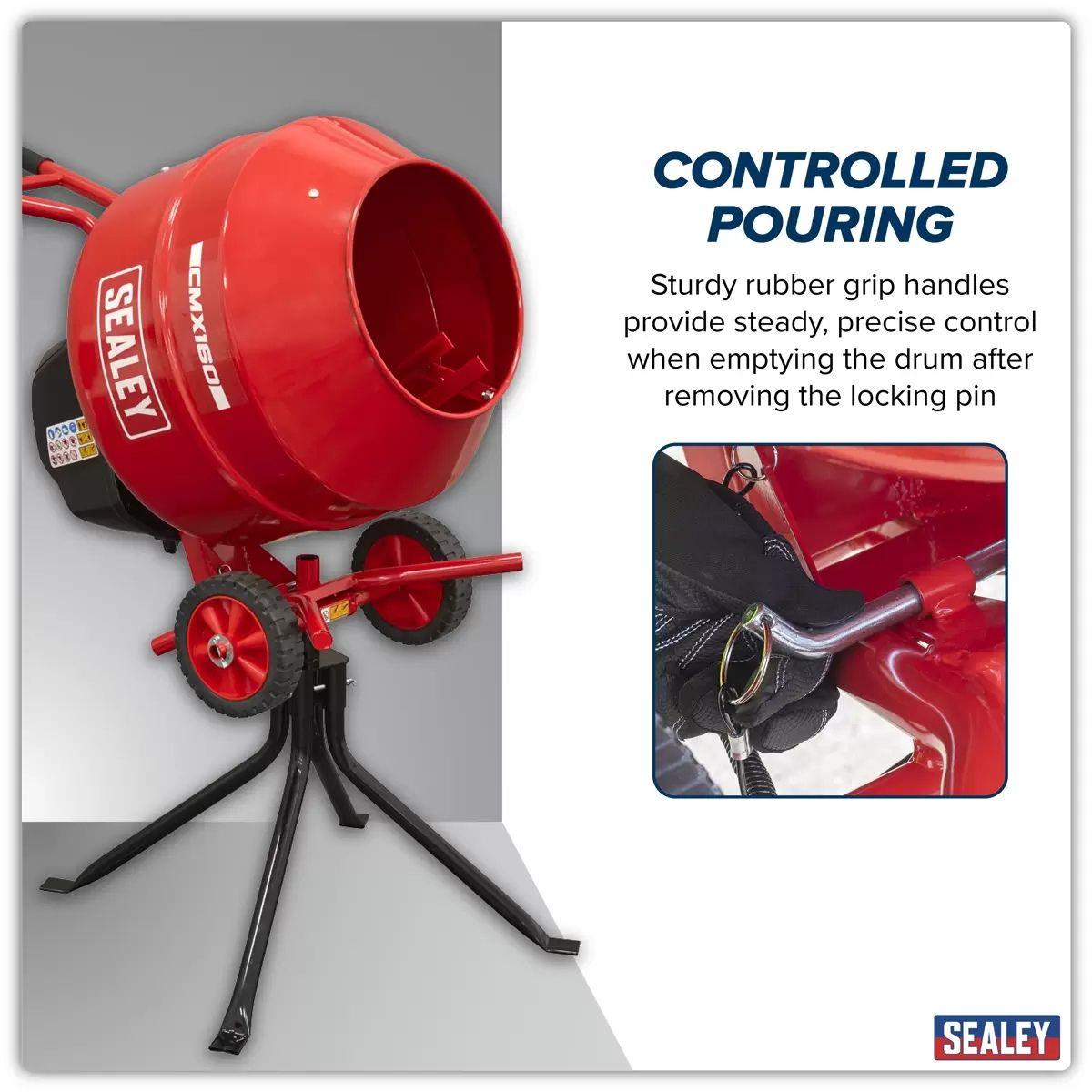 Sealey CMX160 160L Cement Mixer with Stand 230V/650W