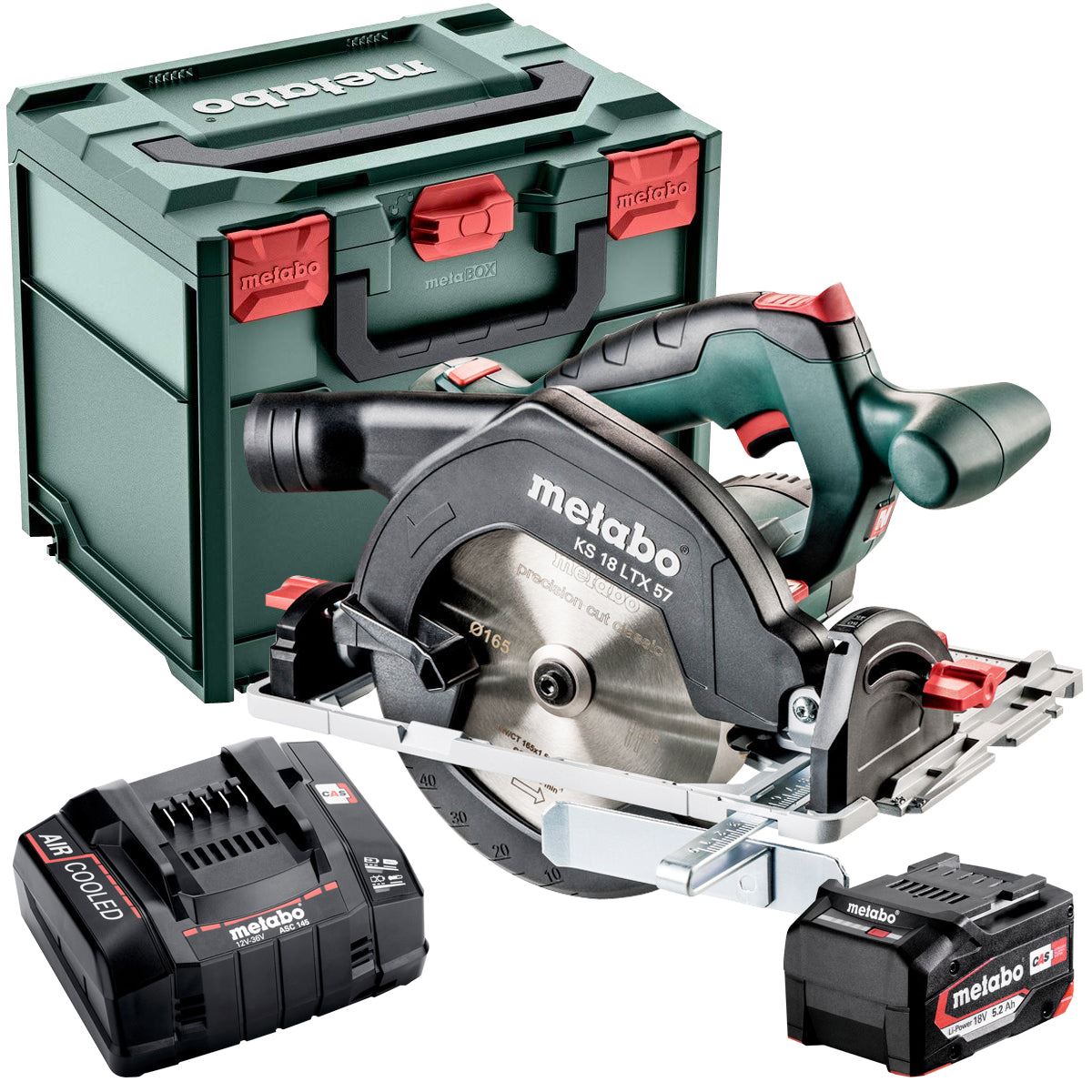Metabo KS 18 LTX 57 18V 165mm Circular Saw with 1 x 5.2Ah Battery Charger & Metabox