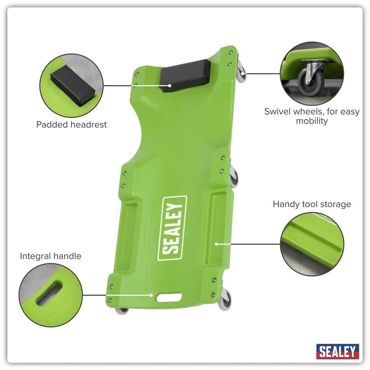 Sealey SCR80HV Composite Creeper with 6 Wheels Green