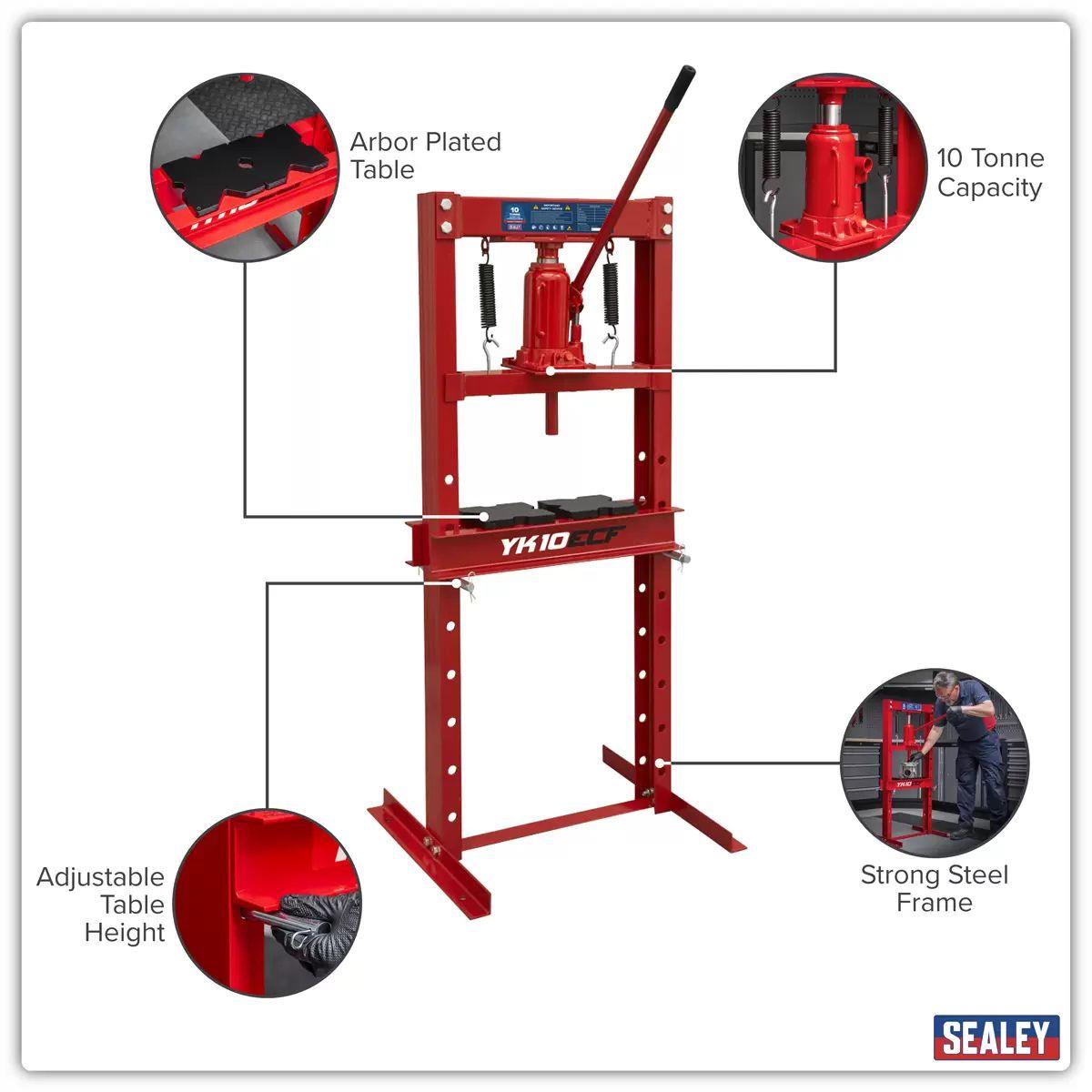 Sealey YK10ECF 10tonne Hydraulic Press Economy Floor Type