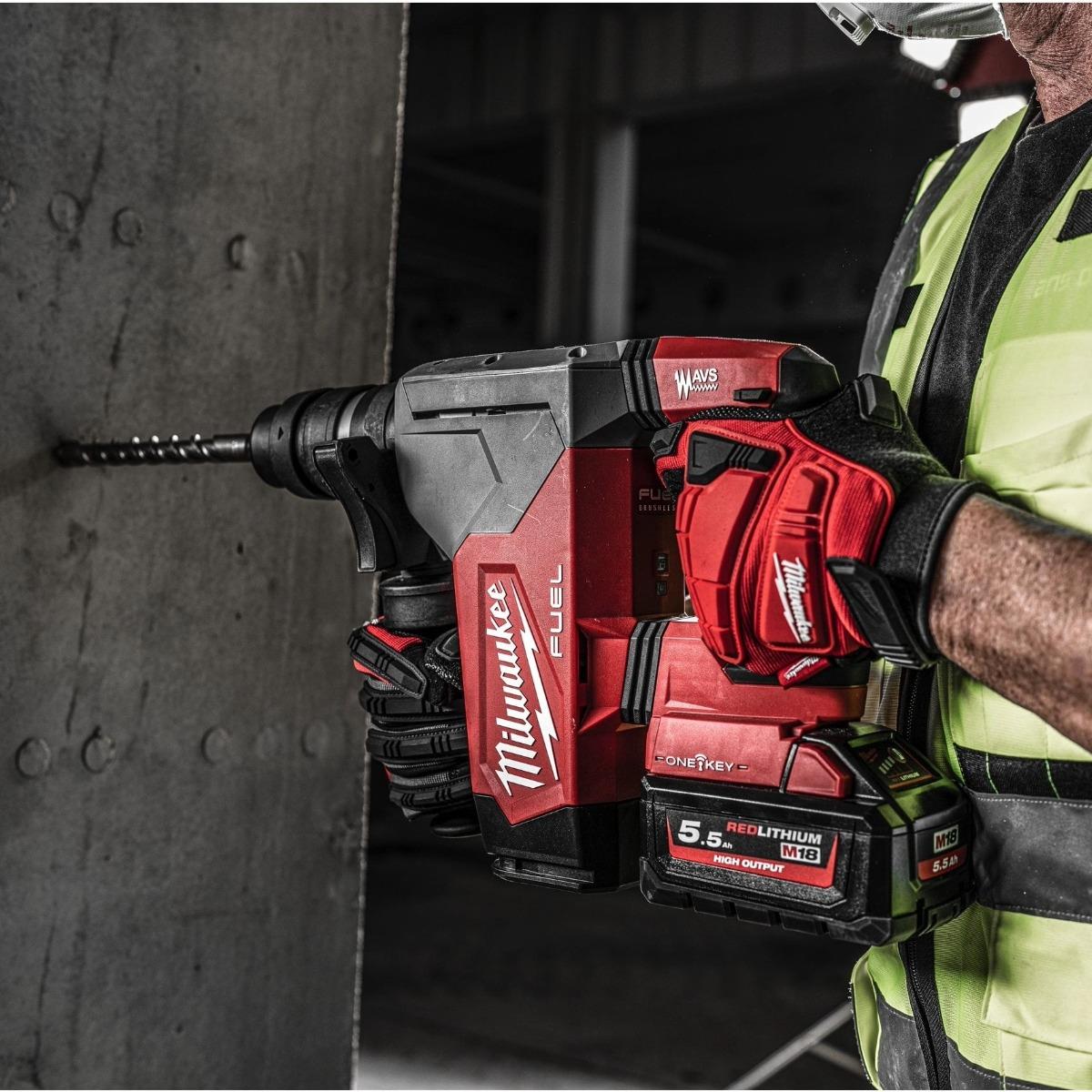 Milwaukee M18ONEFHPX-552X 18V Brushless SDS+ Hammer Drill with 2 x 5.5Ah Batteries, Charger & FIXTEC Chuck in Case 4933478497