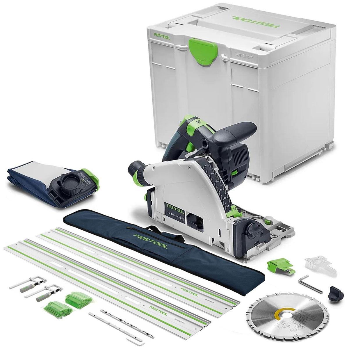 Festool TSC 55 KSEB-Basic 18V Brushless 160mm Plunge Cut Saw 577988 with Guide Rail Kit Set